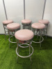 6 x Light Pink Leather Diner Retro Stools on Chrome Frame.