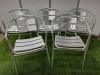 Lot Consisting of 5 x Lightweight Aluminium Outdoor Chairs & 2 x 60x60cm Aluminium Tables.