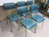 5 x Cafe/Restaurant Chairs on Gold Coloured Metal Frame & Upholstered in Green Faux Leather. Size H85cm. - 2