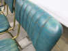 5 x Cafe/Restaurant Chairs on Gold Coloured Metal Frame & Upholstered in Green Faux Leather. Size H85cm. - 5