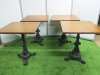 4 x Caf&eacute;/Restaurant Wooden Top Tables with Extremely Heavy Cast Metal Base. Size H71 x W60 x D60cm.