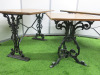 3 x Assorted Sized Caf&eacute;/Restaurant Wooden Top Tables with Extremely Heavy Cast Metal Base to Include: 2 x H71 x W106 x D60cm & 1 x H71 x W60 x D60cm. - 2