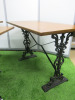 3 x Assorted Sized Caf&eacute;/Restaurant Wooden Top Tables with Extremely Heavy Cast Metal Base to Include: 2 x H71 x W106 x D60cm & 1 x H71 x W60 x D60cm. - 4