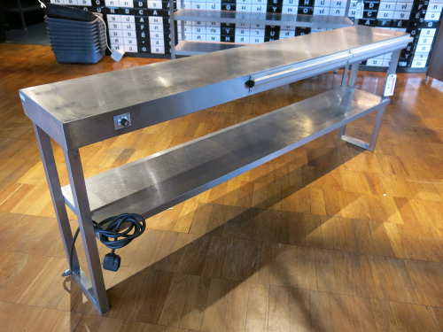 Stainless Steel Heated Gantry with Shelf, Size H70 x W185 x D30cm.