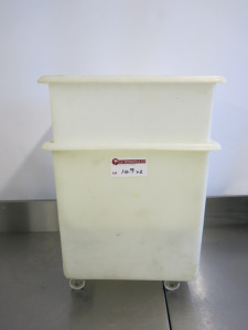 2 x Mobile Plastic Containers. Size H47 x W47 x D47cm.
