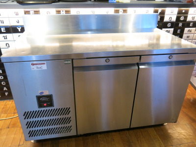 Williams Jade 2 Door Stainless Steel Counter Fridge, Model HJC2SA, S/N 834344. Size H70 x W140 x D72cm.