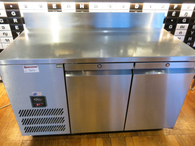 Williams Jade 2 Door Stainless Steel Counter Fridge, Model HJC2SA, S/N 834342. Size H70 x W140 x D72cm.