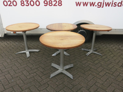 4 x Caf&eacute;/Restaurant Round Tables with Folding Wooden Tops on Metal Base. Size H75 x Dia 80cm.