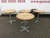 4 x Caf&eacute;/Restaurant Round Tables with Folding Wooden Tops on Metal Base. Size H75 x Dia 80cm.