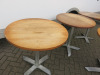 4 x Caf&eacute;/Restaurant Round Tables with Folding Wooden Tops on Metal Base. Size H75 x Dia 80cm. - 3