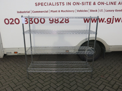 1 x 4 Shelf Metal Wire Shelving Unit. Size H140 x W150 x D50cm.