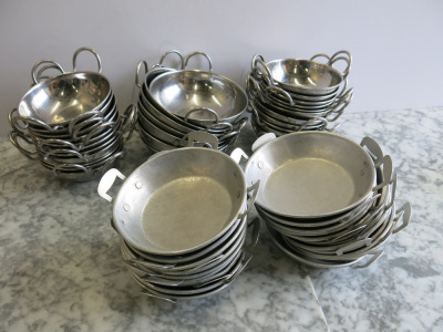 52 x Assorted Sized Stainless Steel & Aluminium Balti Dishes to Include: 30 x Stainless & 22 x Aluminium.
