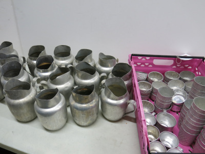 92 x Assorted Aluminium Table Ware to Include: 15 x Water Jugs, 49 x Mugs, 6 x Cups & 22 x Bowls.