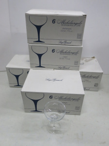 5 x Boxes of 6 Michelangelo Professional Line Champagne 7.5oz Glasses.