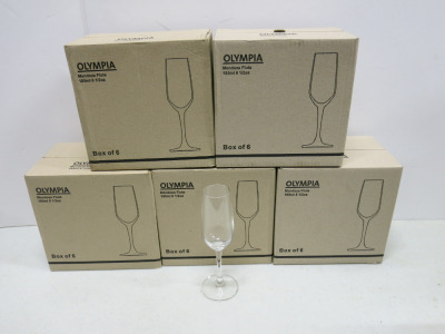 5 x Boxes of 6 Olympia Mendoza Flute 6.5 Oz Glasses.