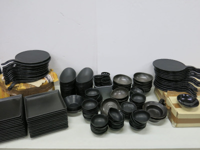 Large Quantity of Melamine, Stoneware & China to Include: 36 x Bowls, 40 x Plates, 26 x Square Plates, 44 x Serving Dishes, 48 x Side Bowls, 28 x Bowls & 12 x Metal Tea Lights.