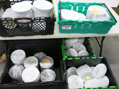 Approx 350 Pieces of Royal Porcelain White & Grey Branded Crockery to Include Plates & Side Plates. NOTE: crates not included.