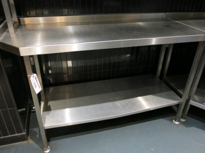 Stainless Steel Table with Shelf Under. Size H91 x W143 x D60cm.