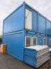 8 x Cabin Site Office Block in Blue, Constructed by NT Construction. Segment Kontenerowy 8 Cabin Site Offices Built In-Situ at Shotton Mill for Viewing & Collection from Site with the Permission of the Site Security Only. DOM 06/2015, Single Cabin Size 24 - 8