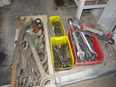 4 x Bins of Approx 70-80 Assorted Sized Small/Medium/Large Heavy Machine Spanners to Include Mainly Brand Gedore.