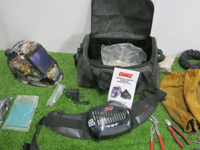 Bag Containing Parweld Welding Mask with Parweld Air Filtration System & Pair of Gloves.