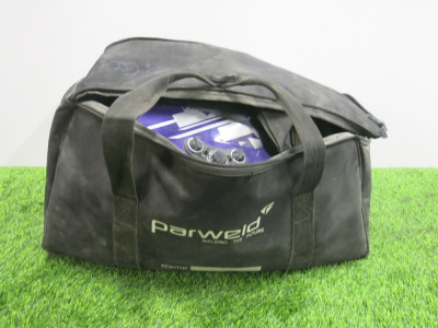 Bag Containing Parweld Automatic Welding Mask with Parweld Air Filtration System.