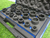 Condor Werkzeug Industrial Quality Chrome Molybdenum Steel, 16 Pcs Deep Impact Socket Set, Hex 19-50 mm, Hex 3/4" Sq Drive. Comes in Plastic Carry Case with 3/4" Ratchet Handle. - 3