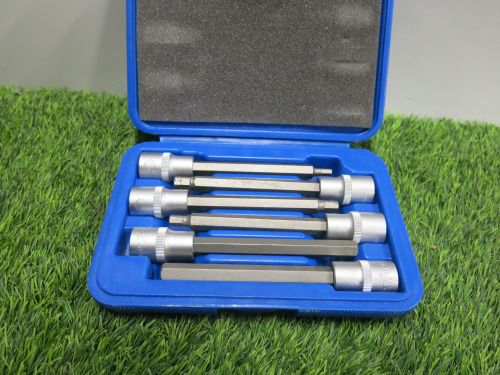 Condor Werkzeug Industrial Quality Chrome Vanadium Steel 6 Pcs Socket Bit Set, Hex Length 140mm, 5-12mm, 1/2" Sq Drive. Comes in Carry Plastic Carry Case.