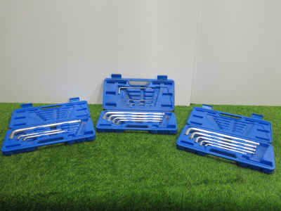 3 x 10 Pcs L-Typ Wrench Set, 3mm-17mm. Comes in Plastic Carry Case. NOTE: these are incomplete sets.