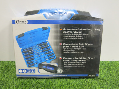 New Condor Werkzeug Industrial Quality Chrome Vanadium Steel 12 Pcs Screwdriver Set. Comes in Plastic Carry Case.