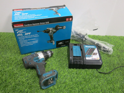 Makita Cordless Hammer Driver Drill, Model DHP486Z, 18V. Comes in Original Box with Makita DC18RC Single Charger. NOTE: batteries required.