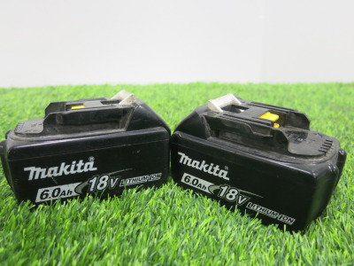 2 x Makita 6.0Ah 18v Lithium-ion Cordless Batteries, Model BL1860B.
