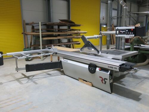 Robland Z400-X1 Sliding Table Panel Saw, 3200mm x 1350mm Table, 400mm Saw Blade, Scoring Blade Diameter 120mm x 20mm, S/N 26KL30581. DOM 2023. Comes with Manual, Appears in as new Condition with little Use. Touch Screen Control,400 V / 7 KW (9,5 HP) (