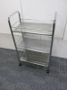 Chrome Trolley with 3 x Metal Mesh Shelves.