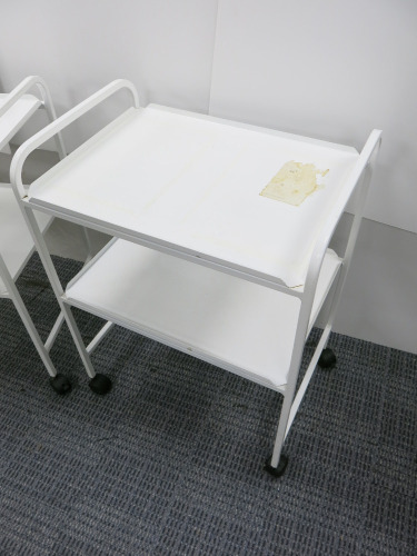 2 Shelf White Metal Trolley.
