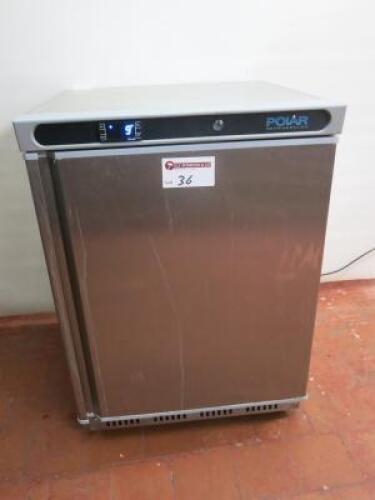 Polar Undercounter Stainless Steel Single Door Freezer, Model CD081. Size (H) 85cm x (W) 60cm x (D) 60cm. Comes with Instruction Manual.
