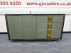 Black, Gold & Grey Wood 4 Drawer, 2 Door Storage Cabinet. Size 80cm x 15cm x 40cm.