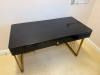 Gloss Black Desk with Gold Frame. Size 78cm x 120cm x 60cm. - 2