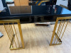 Gloss Black Desk with Gold Frame. Size 78cm x 120cm x 60cm. - 5