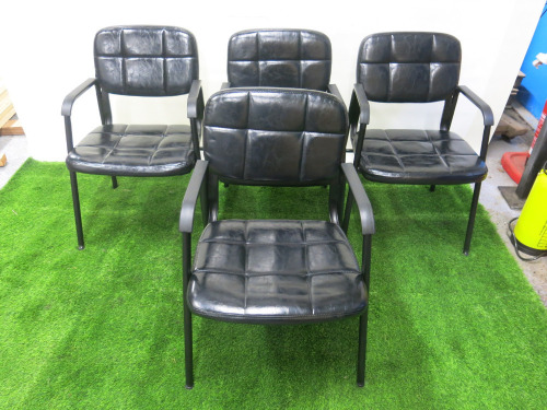 5 x Black faux Leather Chairs on Metal Frame.