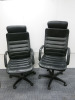 2 x Kinnarps Black Leather Swivel Office Chairs on Wheels. (Condition as Viewed).