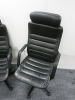 2 x Kinnarps Black Leather Swivel Office Chairs on Wheels. (Condition as Viewed). - 2