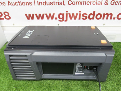 NEC Digital Cinema Projector, Model NP-NC100C, S/N 1ZA0035CM, DOM 18/12/21, with GDC SR-1000 Integrated Media Block. NOTE: requires remote, keys & power supply. (As Viewed).