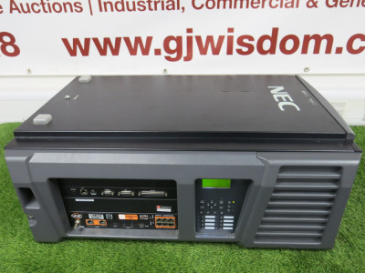 NEC Digital Cinema Projector, Model NP-NC100C, S/N 1ZA004CM, DOM 18/12/21, with GDC SR-1000 Integrated Media Block. NOTE: requires remote, keys & power supply.
