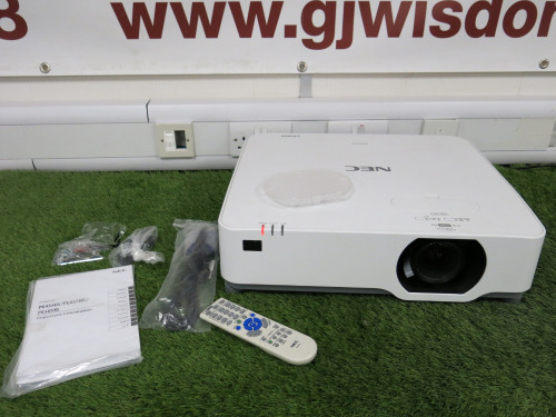 NEC Laser Projector, Model PE455UL, S/N 9840096RD, DOM Aug 2019, with Power Supply, Manual & Remote. NOTE: error unable to power up. (As Viewed).