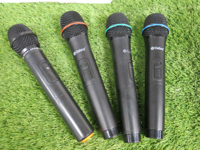 4 x Assorted Microphones to Include: 1 x Red Debra, 1 x Blue Debra, 1 x Green Debra & 1 x Other.