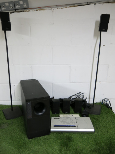 Bose Lifestyle Model 5 Music Center CD/Radio Theatre Sound System with 5 x Speakers, 2 x Stands, Base, Leads & Remote. NOTE: unable to power up for spares or repair.