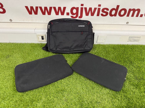 3 x Assorted Lap Top Bags to Include: 1 x American Tourister & 2 x Neoprene.