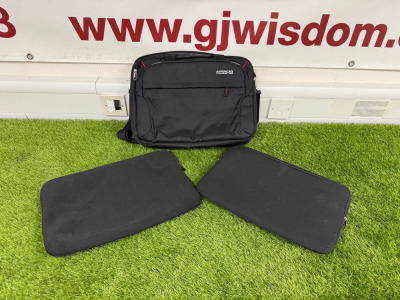 3 x Assorted Lap Top Bags to Include: 1 x American Tourister & 2 x Neoprene.