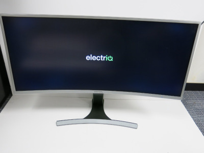 Electriq 35" Ultrawide Curved Screen Gaming Monitor, Model eiQ-35CMUWQ100GAFSH, 240V, on Adjustable Arm.